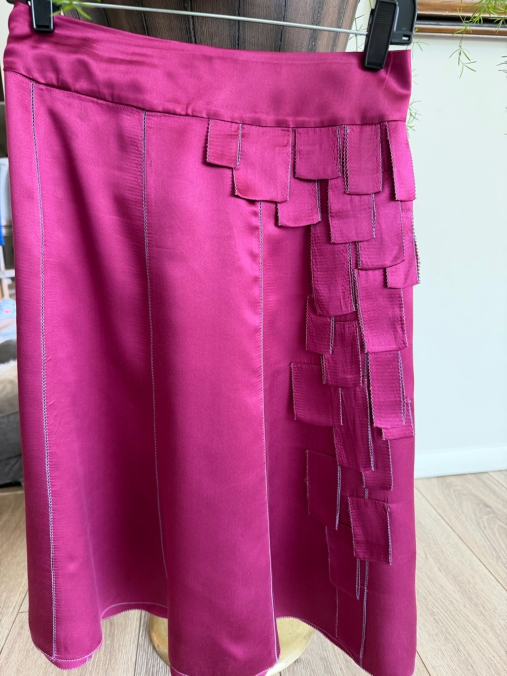 Oasis Fuchsia Tiered Square Detail A-Line Skirt